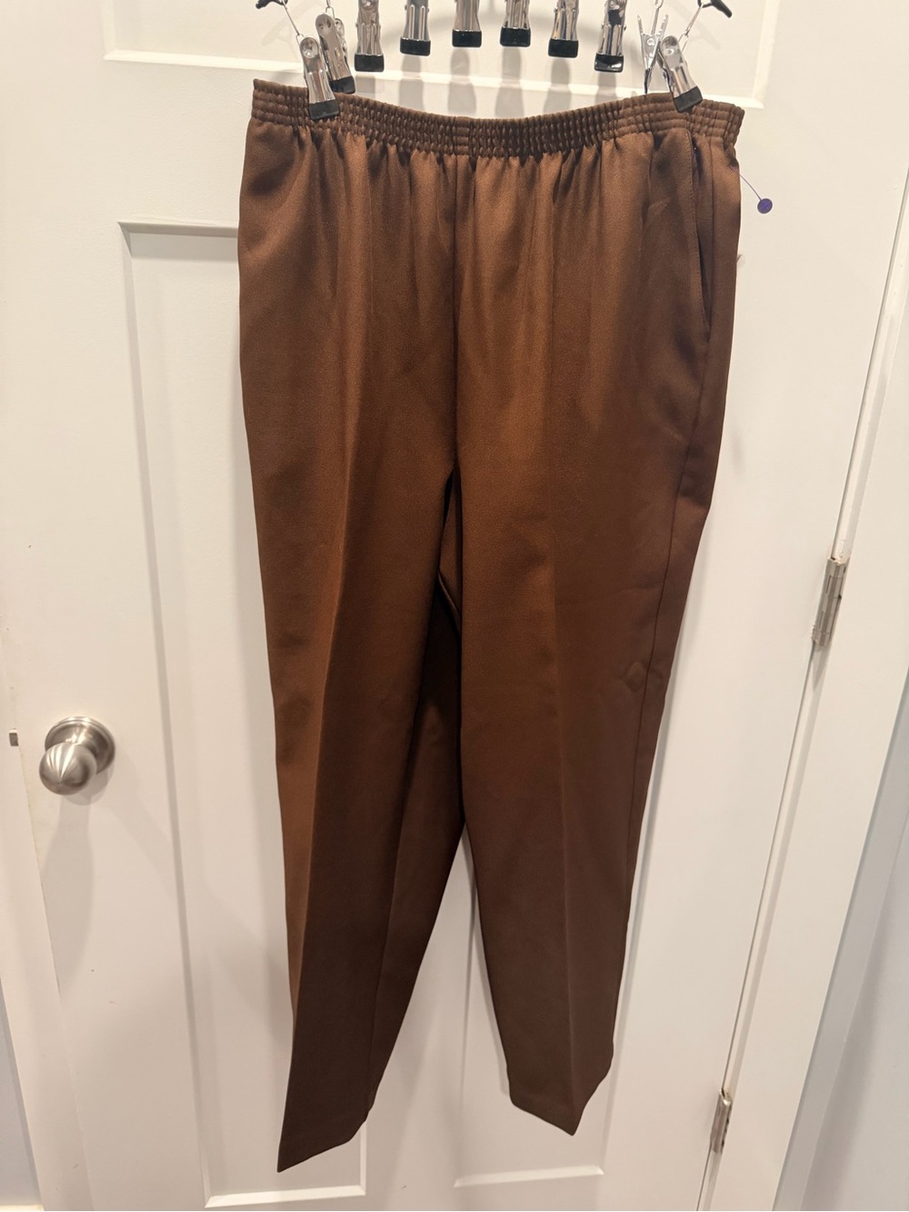 Alfred Dunner Brown Pull On Straight Leg Pants Size 16 Made in USA